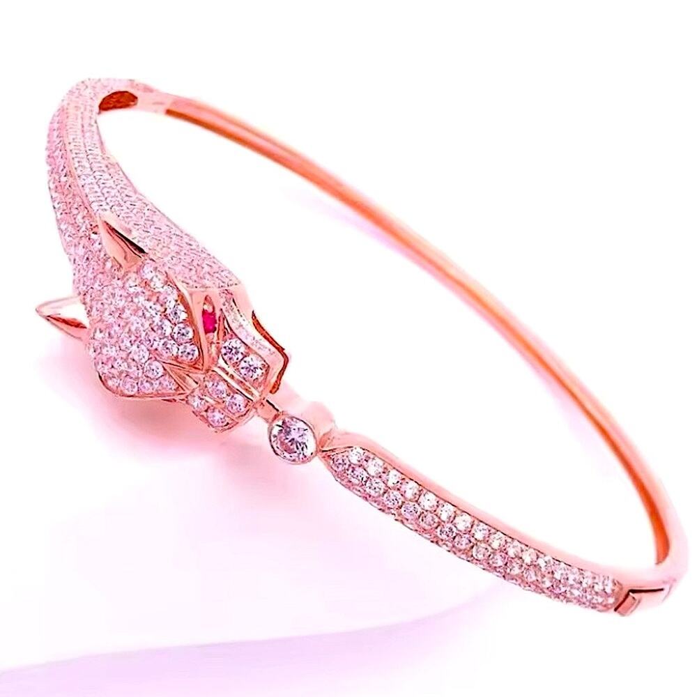 Rose Gold Panther Bangle Bracelet
